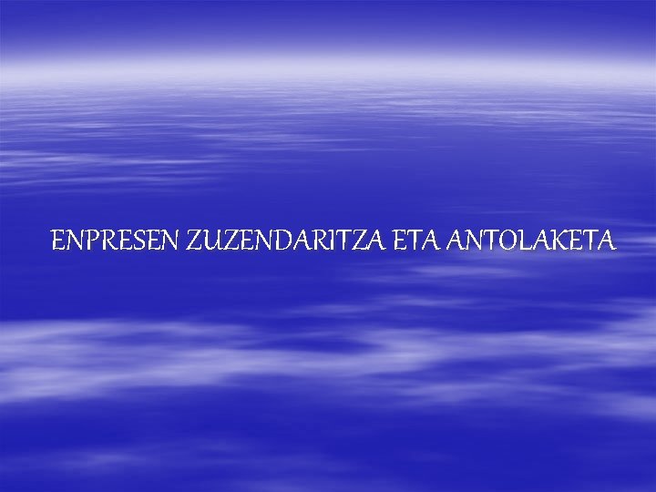 ENPRESEN ZUZENDARITZA ETA ANTOLAKETA 