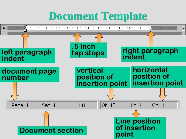 Document Template left paragraph indent document page number . 5 inch tap stops right