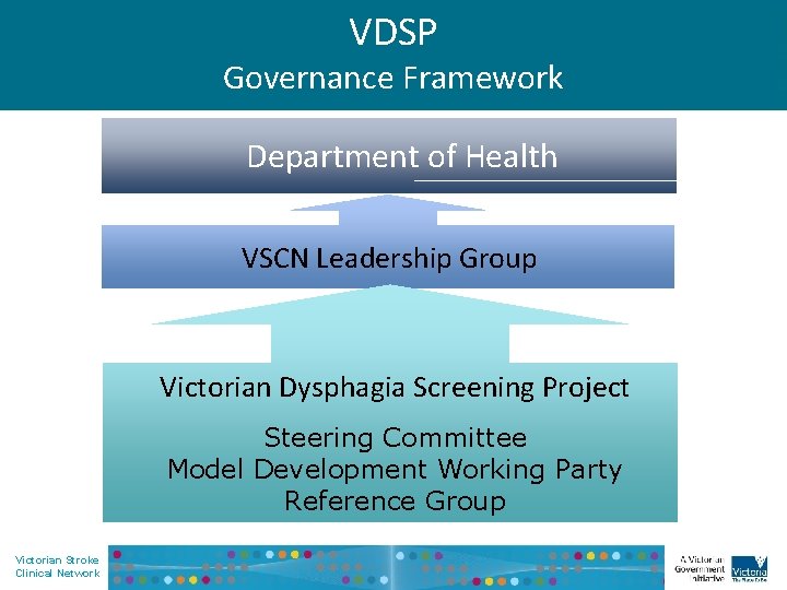 VDSP Governance Framework Department of Health VSCN Leadership Group Victorian Dysphagia Screening Project Steering