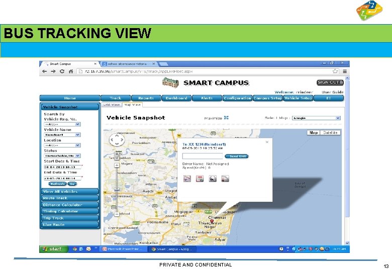 BUS TRACKING VIEW PRIVATE AND CONFIDENTIAL 13 