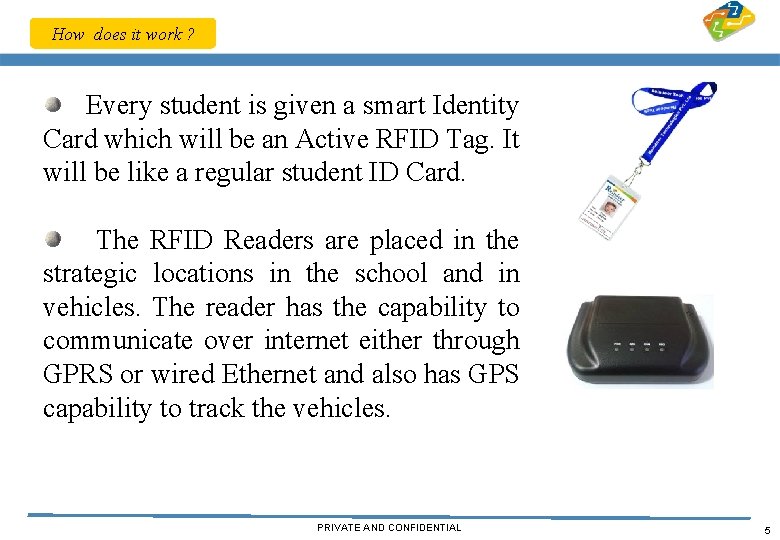 How does it work ? Every student is given a smart Identity Card which