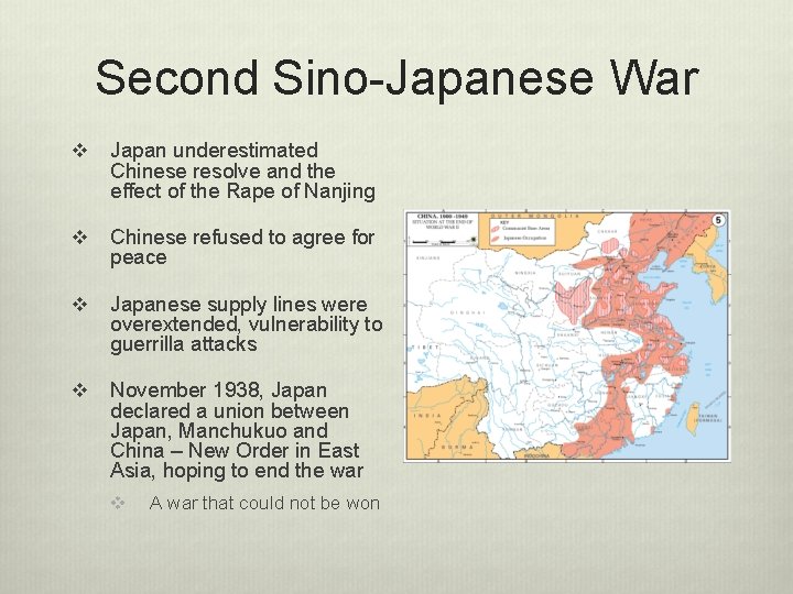 Second Sino-Japanese War v Japan underestimated Chinese resolve and the effect of the Rape