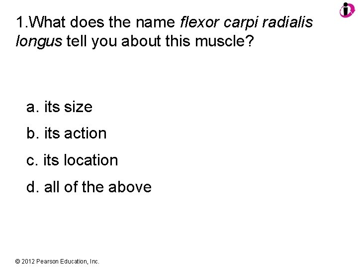 1. What does the name flexor carpi radialis longus tell you about this muscle?