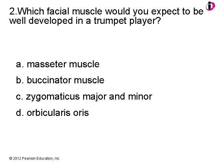 2. Which facial muscle would you expect to be well developed in a trumpet