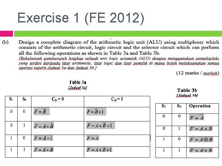 Exercise 1 (FE 2012) 