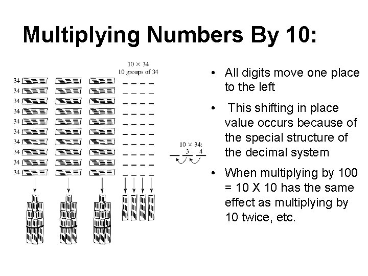Multiplying Numbers By 10: • All digits move one place to the left •