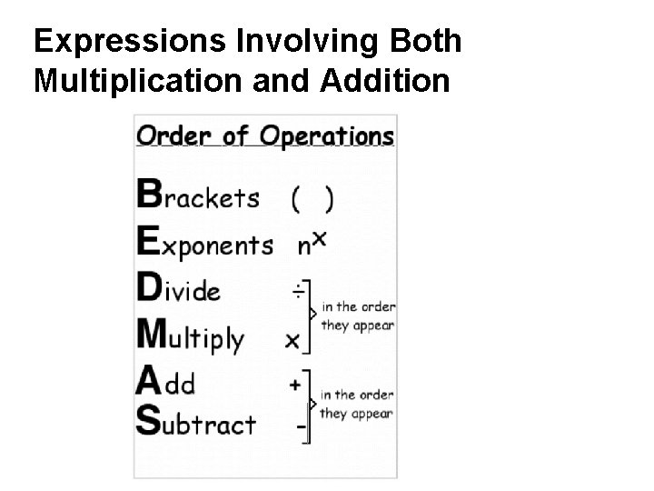 Expressions Involving Both Multiplication and Addition 