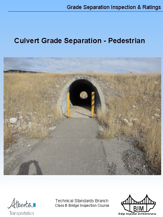 Grade Separation Inspection & Ratings Culvert Grade Separation - Pedestrian Technical Standards Branch Class