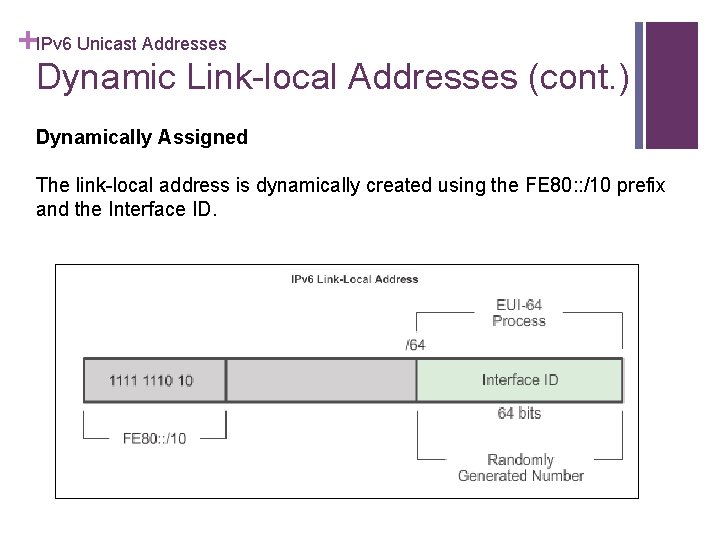 +IPv 6 Unicast Addresses Dynamic Link-local Addresses (cont. ) Dynamically Assigned The link-local address