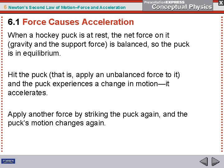 6 Newton’s Second Law of Motion–Force and Acceleration 6. 1 Force Causes Acceleration When