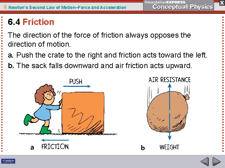 6 Newton’s Second Law of Motion–Force and Acceleration 6. 4 Friction The direction of