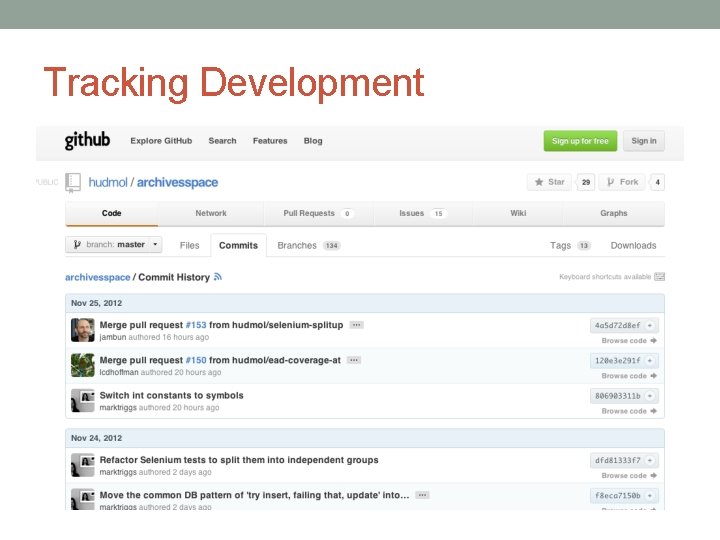 Tracking Development Tracking Development