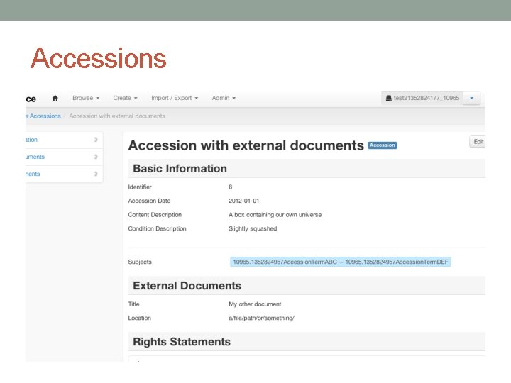 Accessions Accessions