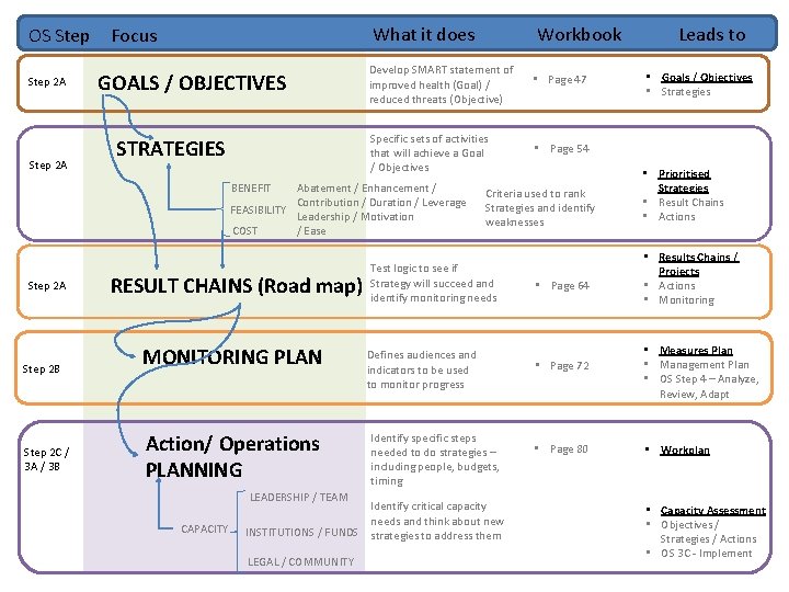 OS Step 2 A What it does Focus GOALS / OBJECTIVES STRATEGIES Develop SMART