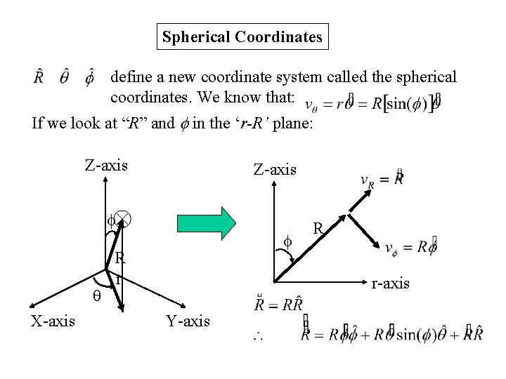 Spherical Coordinates define a new coordinate system called the spherical coordinates. We know that: