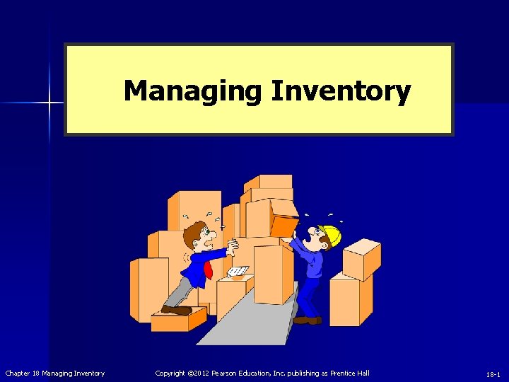 Managing Inventory Chapter 18 Managing Inventory Copyright © 2012 Pearson Education, Inc. publishing as