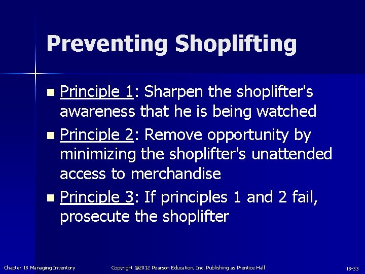 Preventing Shoplifting Principle 1: Sharpen the shoplifter's awareness that he is being watched n