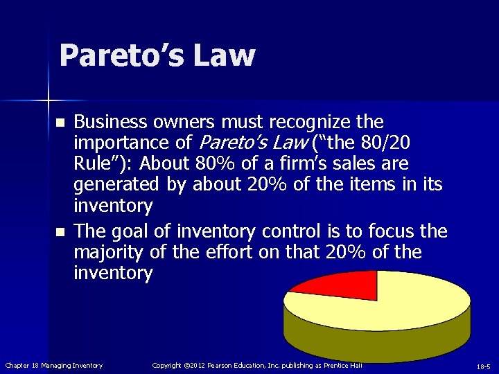 Pareto’s Law n n Business owners must recognize the importance of Pareto’s Law (“the