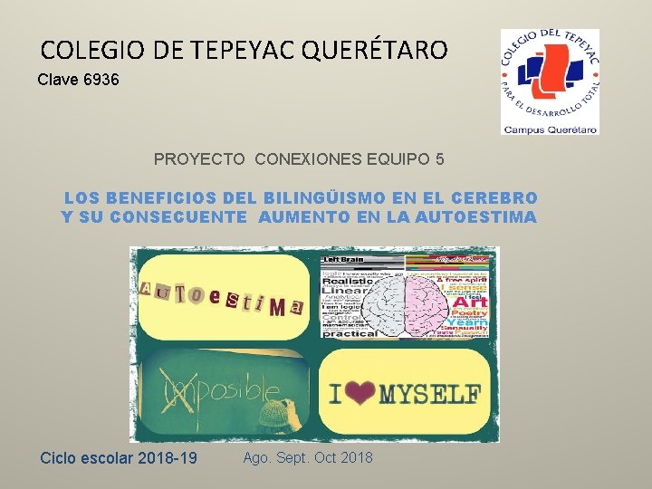 COLEGIO DE TEPEYAC QUERÉTARO Clave 6936 PROYECTO CONEXIONES EQUIPO 5 LOS BENEFICIOS DEL BILINGÜISMO