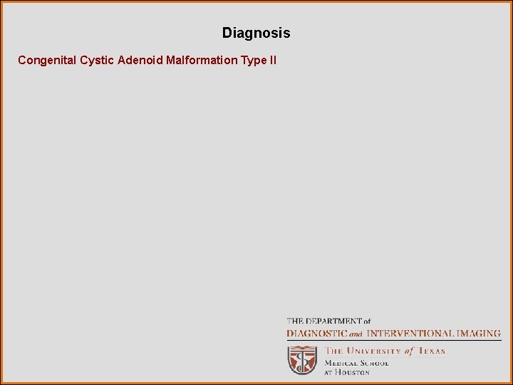 Diagnosis Congenital Cystic Adenoid Malformation Type II 