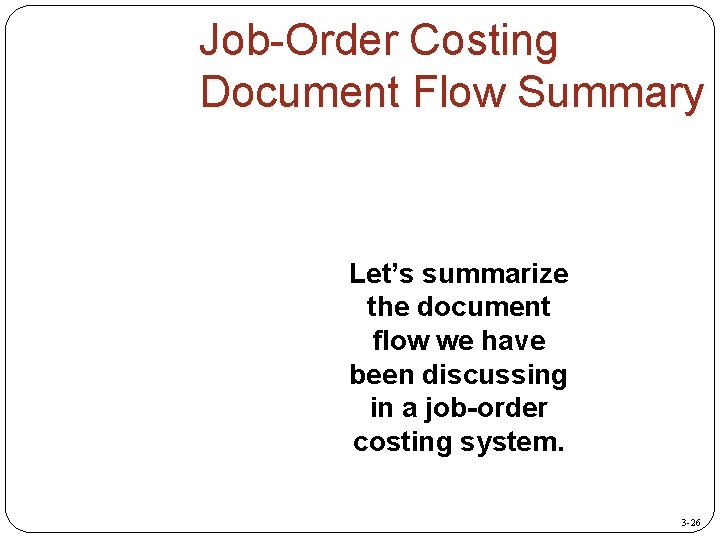 Job-Order Costing Document Flow Summary Let’s summarize the document flow we have been discussing