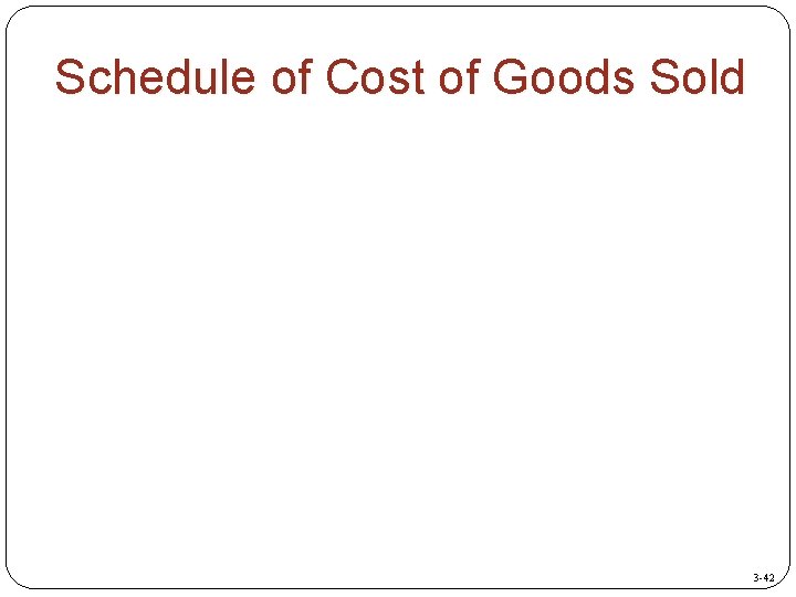 Schedule of Cost of Goods Sold 3 -42 