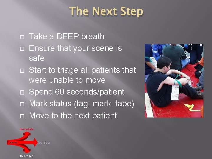 The Next Step Take a DEEP breath Ensure that your scene is safe Start