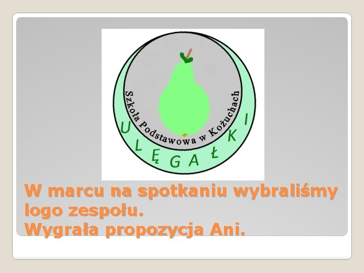 W marcu na spotkaniu wybraliśmy logo zespołu. Wygrała propozycja Ani. 