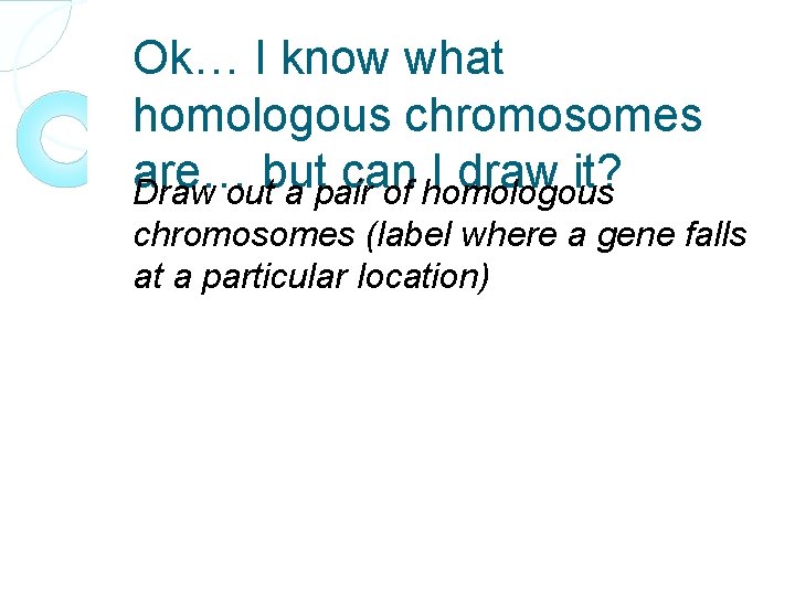 Ok… I know what homologous chromosomes are… but can I draw it? Draw out