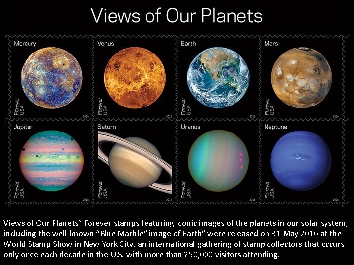 Views of Our Planets” Forever stamps featuring iconic images of the planets in our