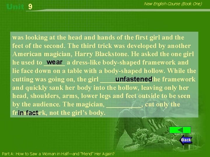 9 New English Course (Book One) was looking at the head and hands of