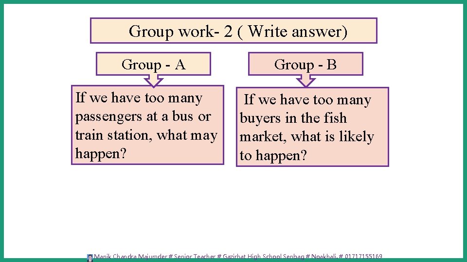 Group work- 2 ( Write answer) Group - A If we have too many