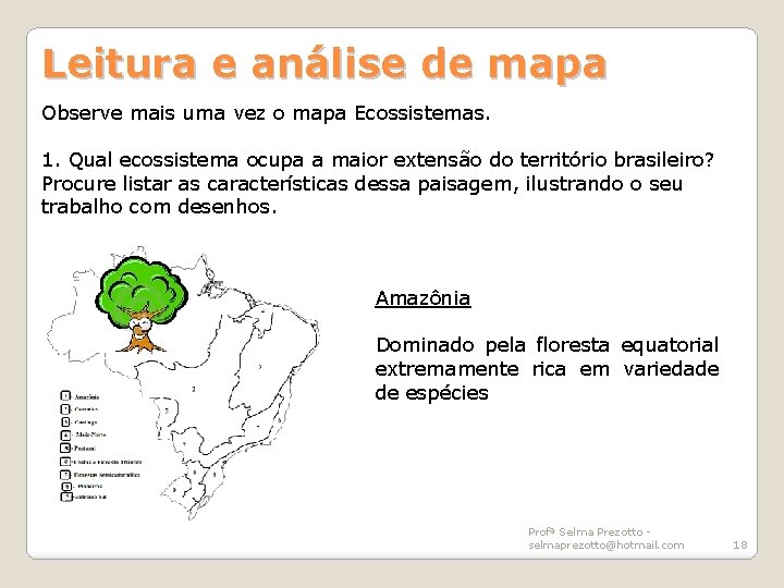 Leitura e análise de mapa Observe mais uma vez o mapa Ecossistemas. 1. Qual