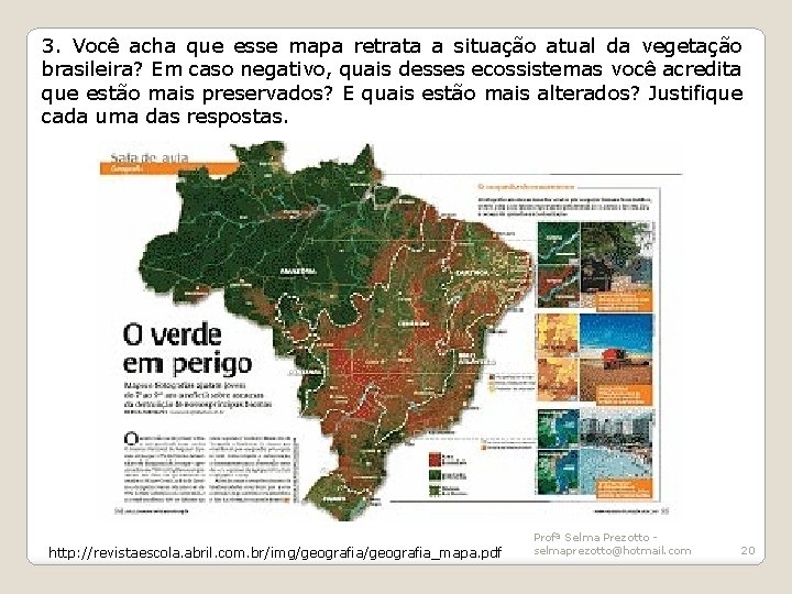 3. Você acha que esse mapa retrata a situação atual da vegetação brasileira? Em