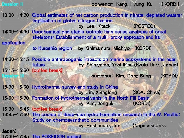 Session II convenor: Kang, Hyung-Ku (KORDI) 13: 30 -14: 00 Global estimates of net