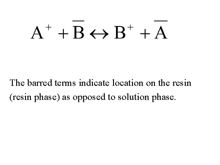 The barred terms indicate location on the resin (resin phase) as opposed to solution