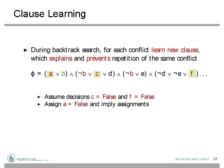 Clause Learning 37 