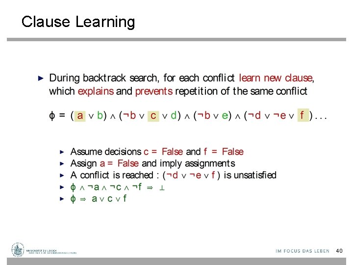 Clause Learning 40 