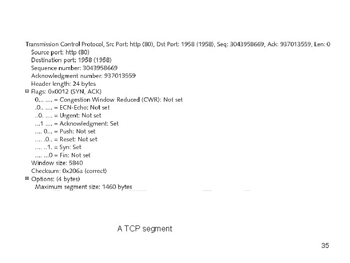 A TCP segment 35 