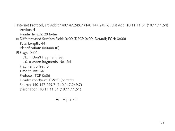 An IP packet 39 