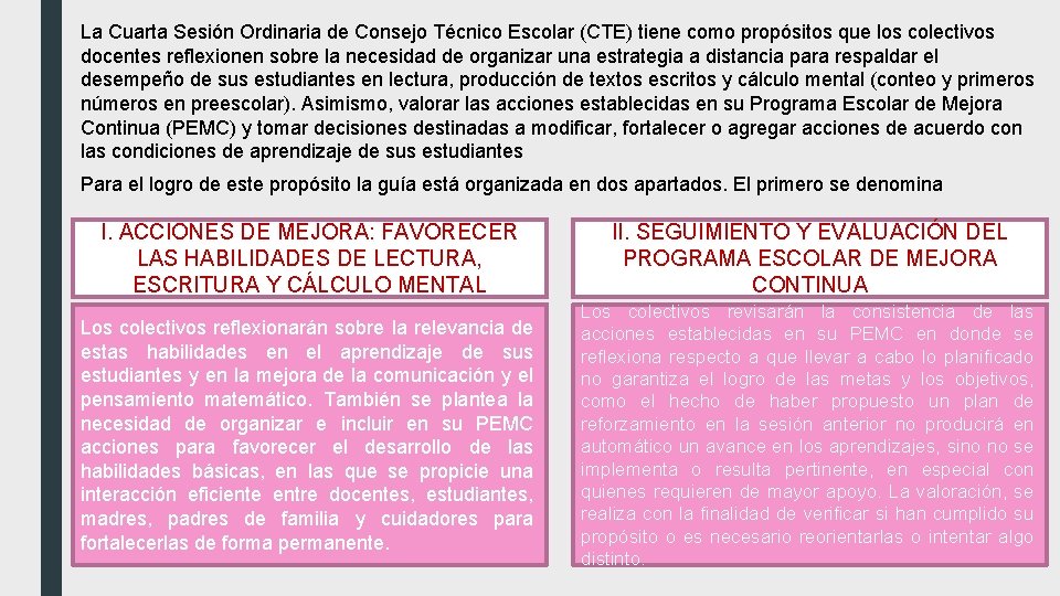 La Cuarta Sesión Ordinaria de Consejo Técnico Escolar (CTE) tiene como propósitos que los