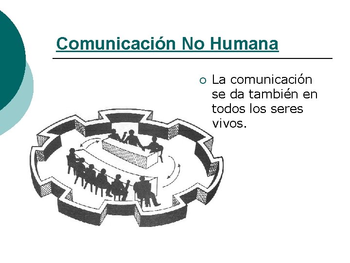 Comunicación No Humana ¡ La comunicación se da también en todos los seres vivos.