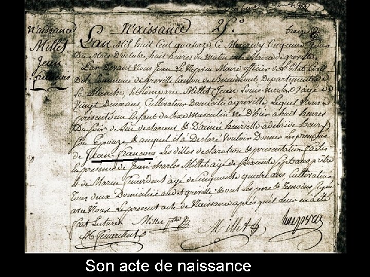 Son acte de naissance 