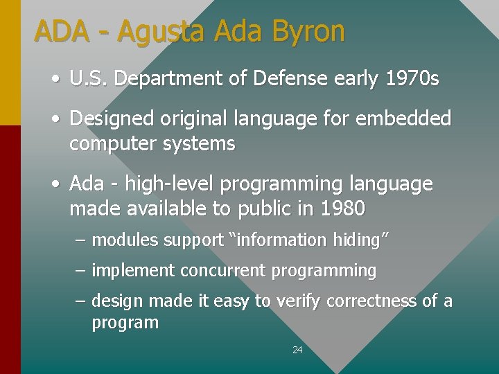 ADA - Agusta Ada Byron • U. S. Department of Defense early 1970 s