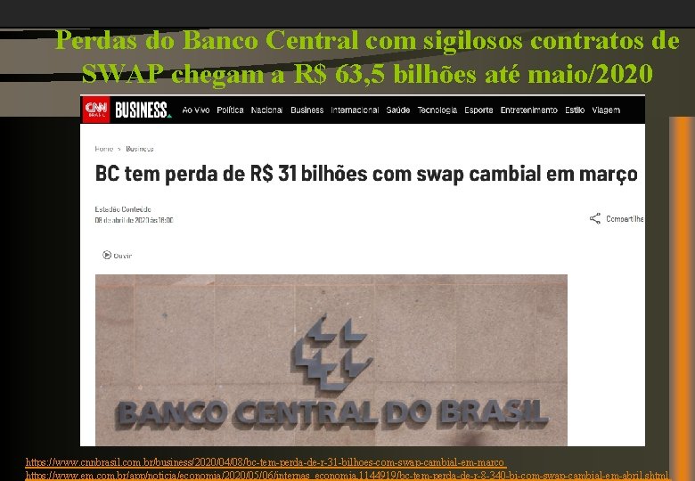 Perdas do Banco Central com sigilosos contratos de SWAP chegam a R$ 63, 5