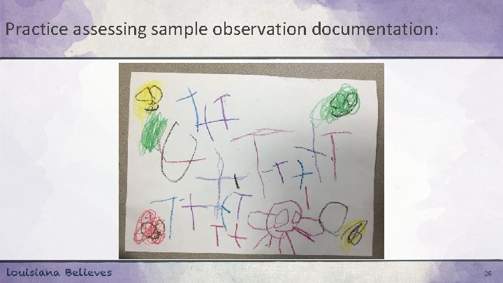 Practice assessing sample observation documentation: 26 