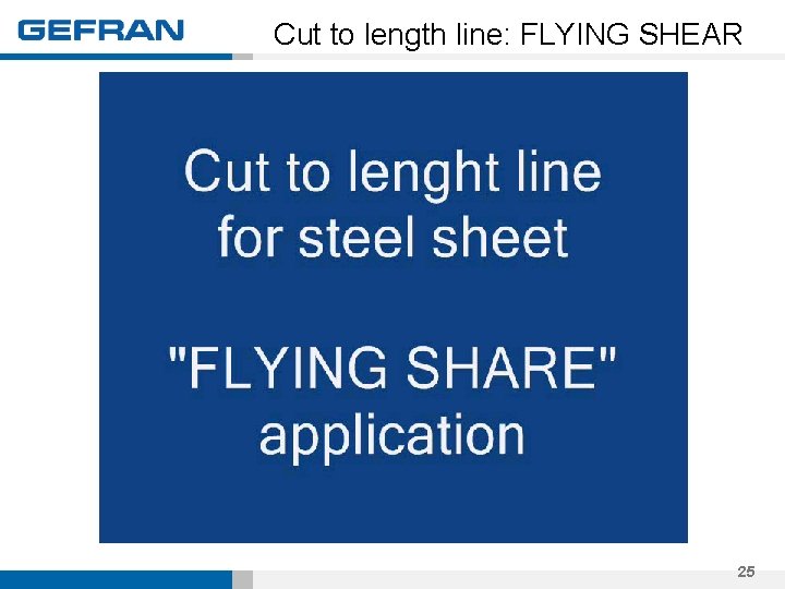 Cut to length line: FLYING SHEAR 25 