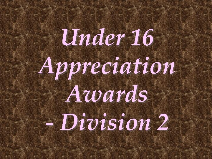 Under 16 Appreciation Awards - Division 2 