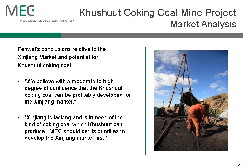 Khushuut Coking Coal Mine Project Market Analysis Fenwei’s conclusions relative to the Xinjiang Market