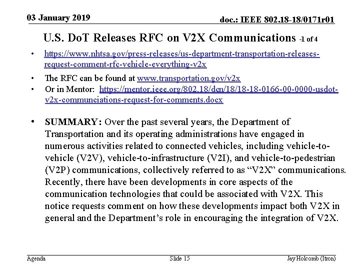 03 January 2019 doc. : IEEE 802. 18 -18/0171 r 01 U. S. Do.